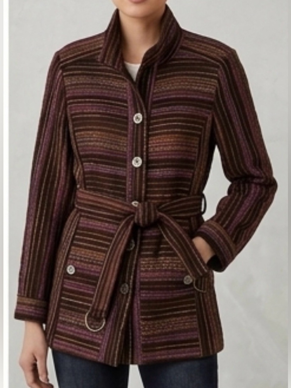 Etcetera Henry Tweed Jacket Brown Pink Orange Coat Jacket Size‎ 8